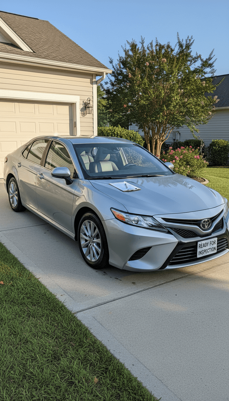 Clean used sedan ready for fleet inspection