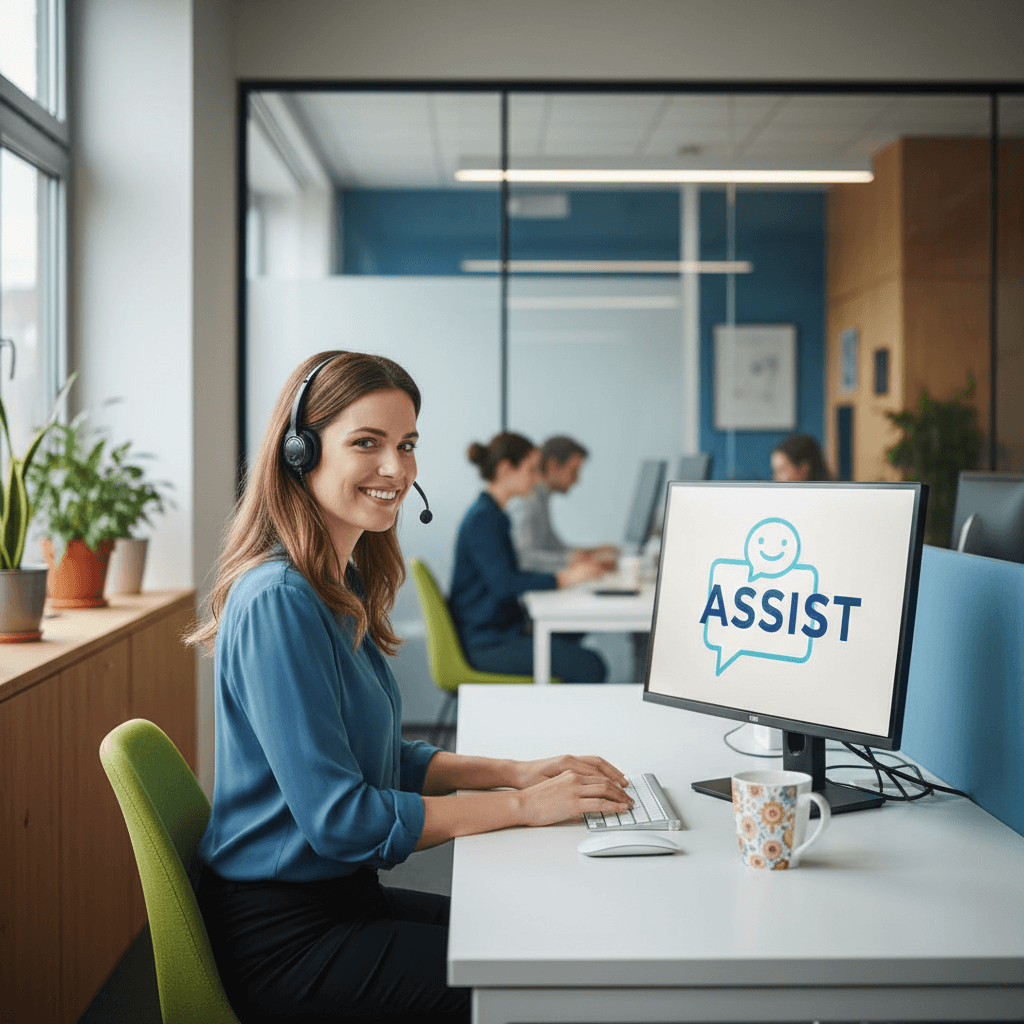 Support representative wearing headset and ready to help drivers